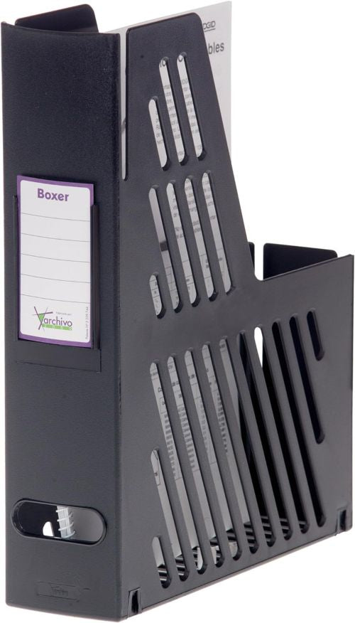 Revistero plastico color negro con identificador