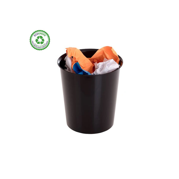PAPELERA PLASTICO COLOR NEGRO 18L