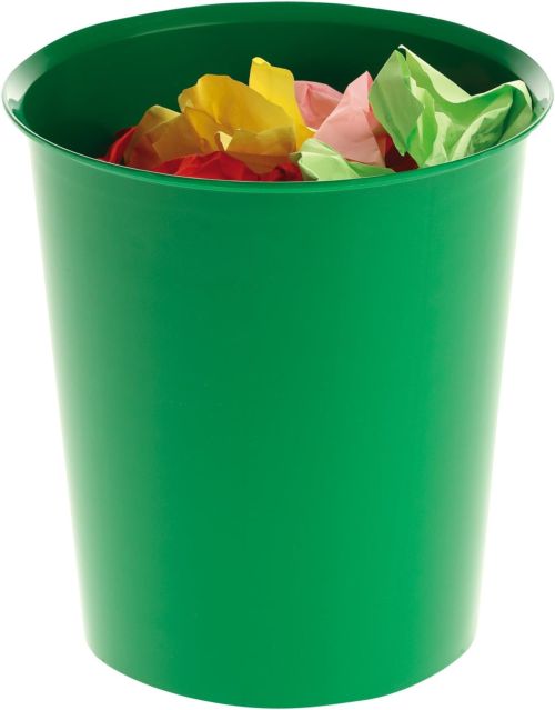 Papelera plastico color verde 18l