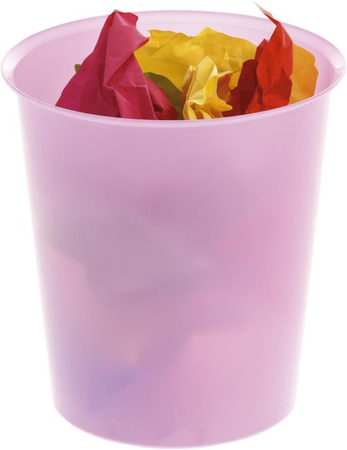 PAPELERA PLASTICO TRASLUCIDO MALVA MAR