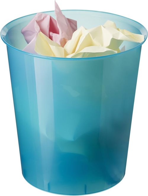 PAPELERA PLASTICO TRASLUCIDO AZUL MAR