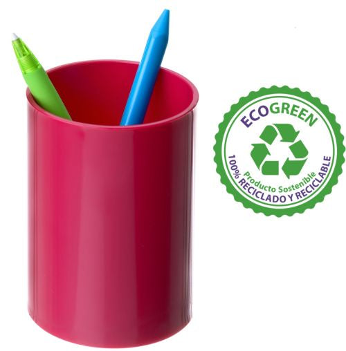 Cubilete portalapices de plastico color fucsia
