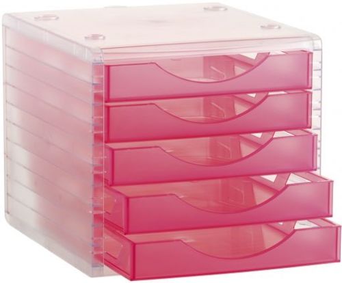 MODULO 5 CAJONES COLOR ROSA TRASLUCIDO 32,3X23,4X3,8CM