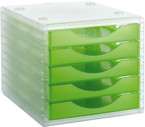 MODULO 5 CAJONES COLOR VERDE TRASLUCIDO 32,3X23,4X3,8CM