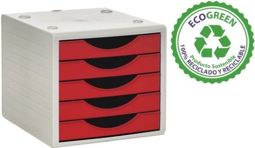 MODULO 5 CAJONES COLOR ROJO OPACO 32,3X23,4X3,8CM