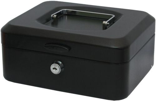 Caja caudales mediana con bandeja y cierre 20x9,5x15cm negro