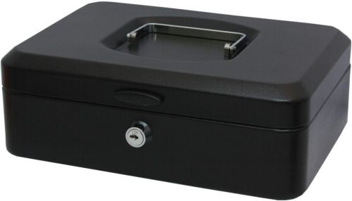 Caja caudales grande con bandeja y cierre 40x54,5x41cm negro
