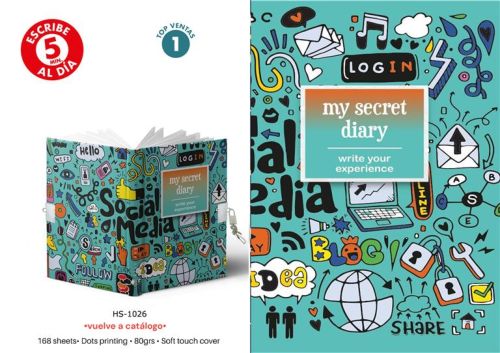 Diario a5 con candado modelo write your experience 168H.