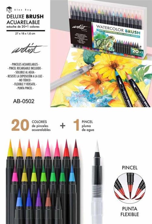 ESTUCHE 20+1 DELUXE BRUSH ACUARELABLE PINCEL