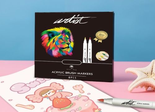 ESTUCHE 8 ROTULADORES ACRILICOS PINCEL GAMA ARTIST