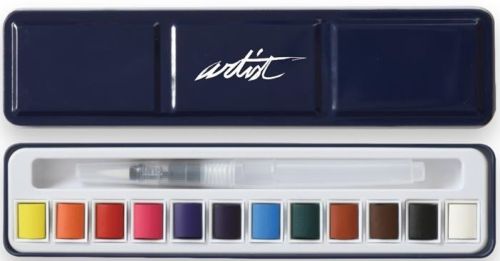 Estuche 12 pastillas acuarela + pincel tinbox artist