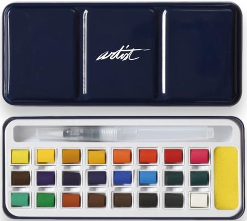 Estuche 24 pastillas acuarela + pincel tinbox artist