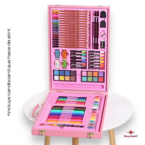 Maleta art studio artist con 100 piezas color rosa