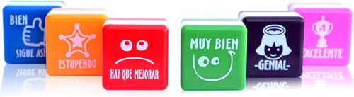 ESTUCHE 6 SELLOS DE MOTIVACION EN CASTELLANO 25X25MM