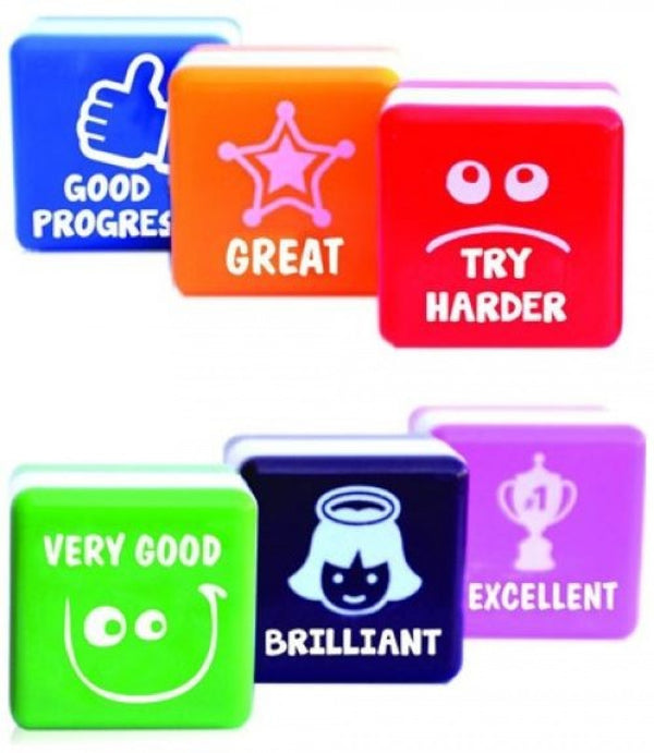 ESTUCHE 6 SELLOS DE MOTIVACION EN INGLES 25X25MM