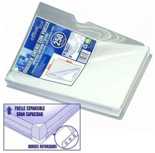 PAQ/5 FUNDAS DOSSIER UÑERO A4 CON FUELLE PP TRANSPARENTE