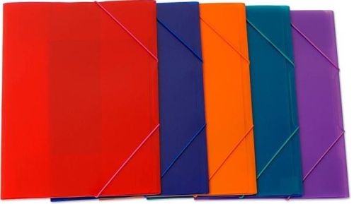 PAQ/5 CARPETA DIBUJO A3+ GOMAS Y SOLAPAS PP COLORES SURTID.