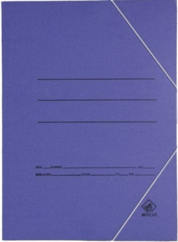 PAQ/20 CARPETA CARTON Fº GOMAS SIN SOLAPAS AZUL