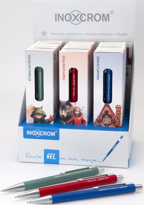 EXP 12 BOLIGRAFOS BOOKS CUENTOS INOXCROM + PUNTO LECTURA