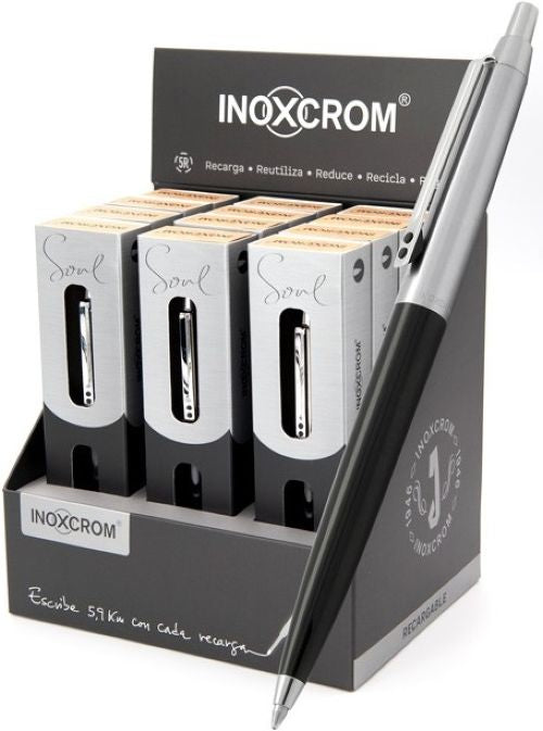 Exp 12 boligrafos cromo y negro soul con estuche