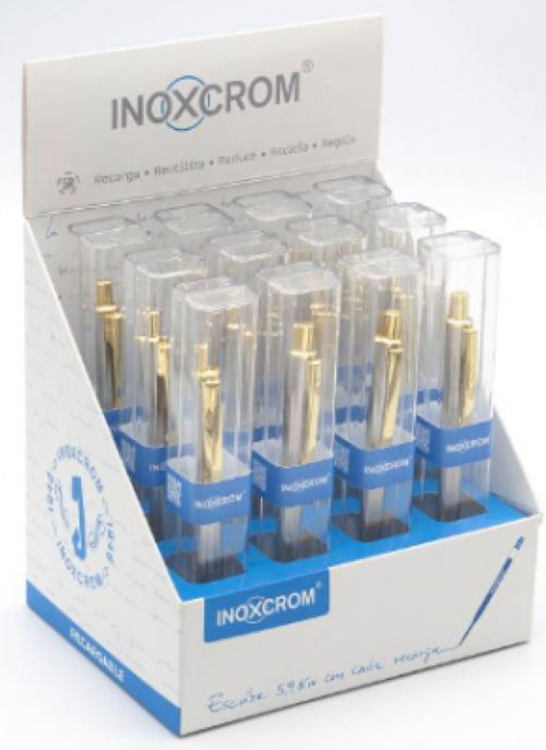 EXP 12 BOLIGRAFO CROMO GOLDEN INOX70 CON ESTUCHE