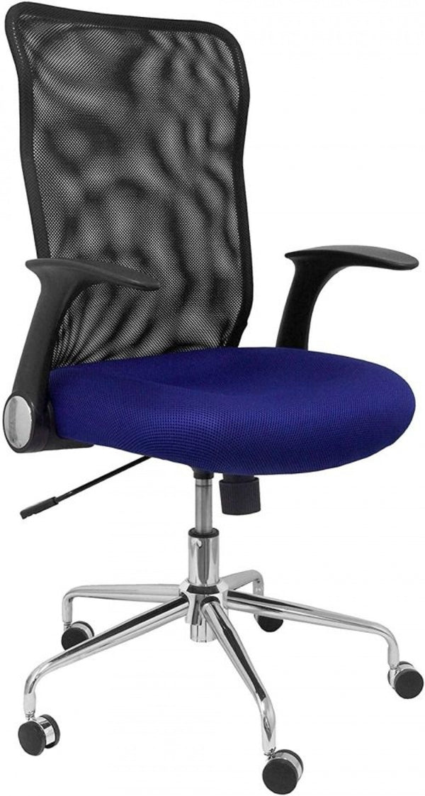 Silla con ruedas minaya respaldo malla negro asiento 3d azul