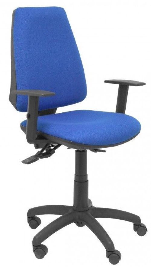 Silla con ruedas elche s respaldo y asiento bali azul, syncro y brazos regulables