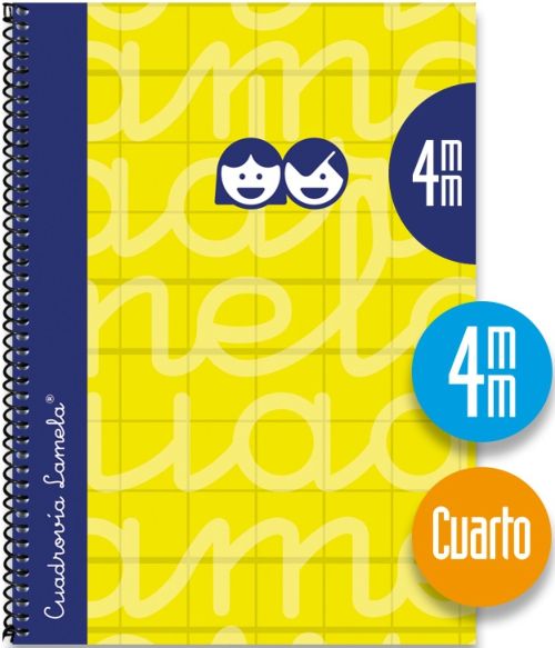 CUADERNO ESPIRAL 4º 80H 90G 4MM AMARILLO CUADROVIA EXTRADUR