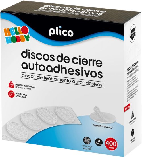 Discos de cierre textil autoadheivos color blanco 20mm/400 unidades