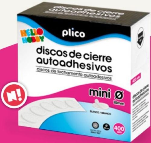 Discos de cierre textil autoadheivos mini color blanco 10mm/400 unidades