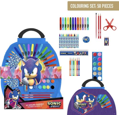SET DE PAPELERIA COLOREABLE 50 PIEZAS SONIC PRIME