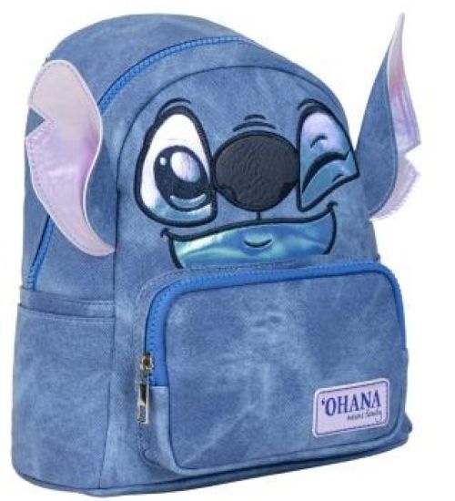 MOCHILA CASUAL MODA APLICACIONES STITCH 16X25X23CM
