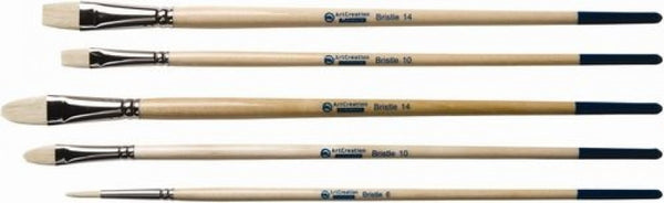 Set 5 pinceles cerda surtidos mango largo art creation