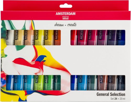 Estuche 24 botes acrílico amsterdam 20ml colores surtidos