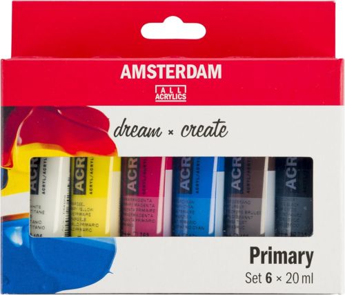 Estuche 6 botes acrílico amsterdam 20ml colores primarios