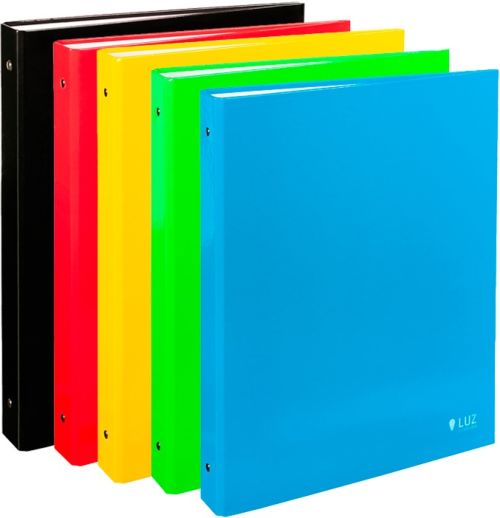 C/10 carpeta a4 4 anillas 25mm carton forrado colores surtidos serie luz