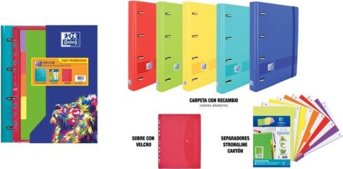 Pack promocional carpebloc a4+ 4 anillas 35mm recambio 5 + separadores + sobre velcro color amarillo