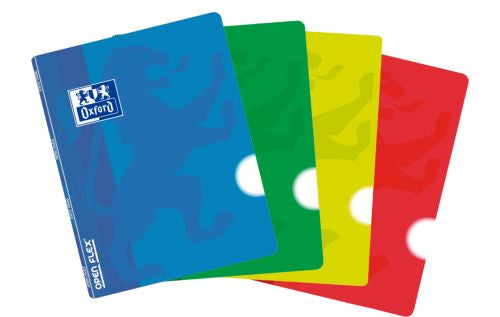 Paq/10 libreta openflex a5 48h. 90g. cuad.5x5 2 margenes capa plastico colores surtidos