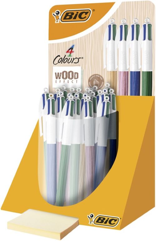 Exp 30 boligrafos 4 colores wood punta 1mm