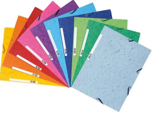 C/25 carpeta a5 carton gomas y solapas colores surtidos