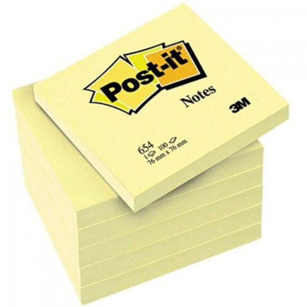 Pack 12 tacos notas post-it 654 amarillas 76x76
