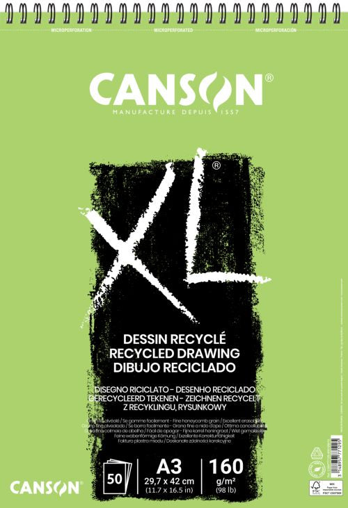 bloc dibujo Canson XL reciclado A3 50 hojas 160 gramos