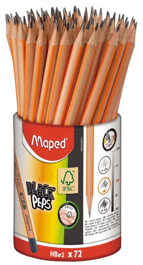 BOTE 72 LAPIZ DE GRAFITO BLACK PEPS 2HB MAPED