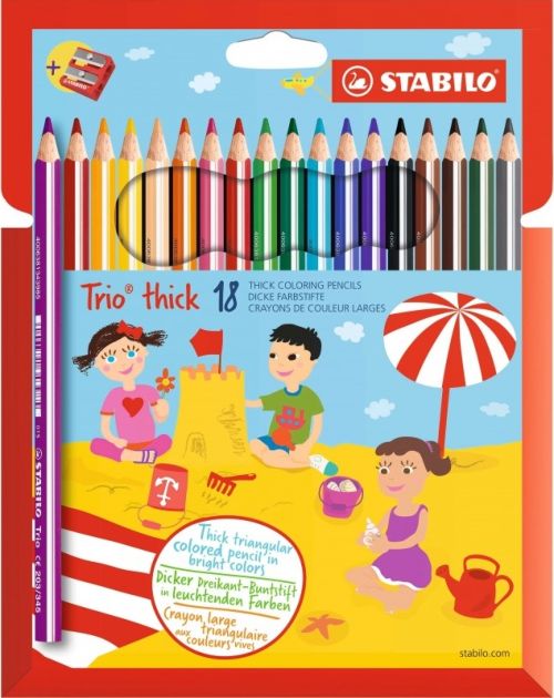 ESTUCHE 18 LAPICES COLORES TRIO THICK STABILO
