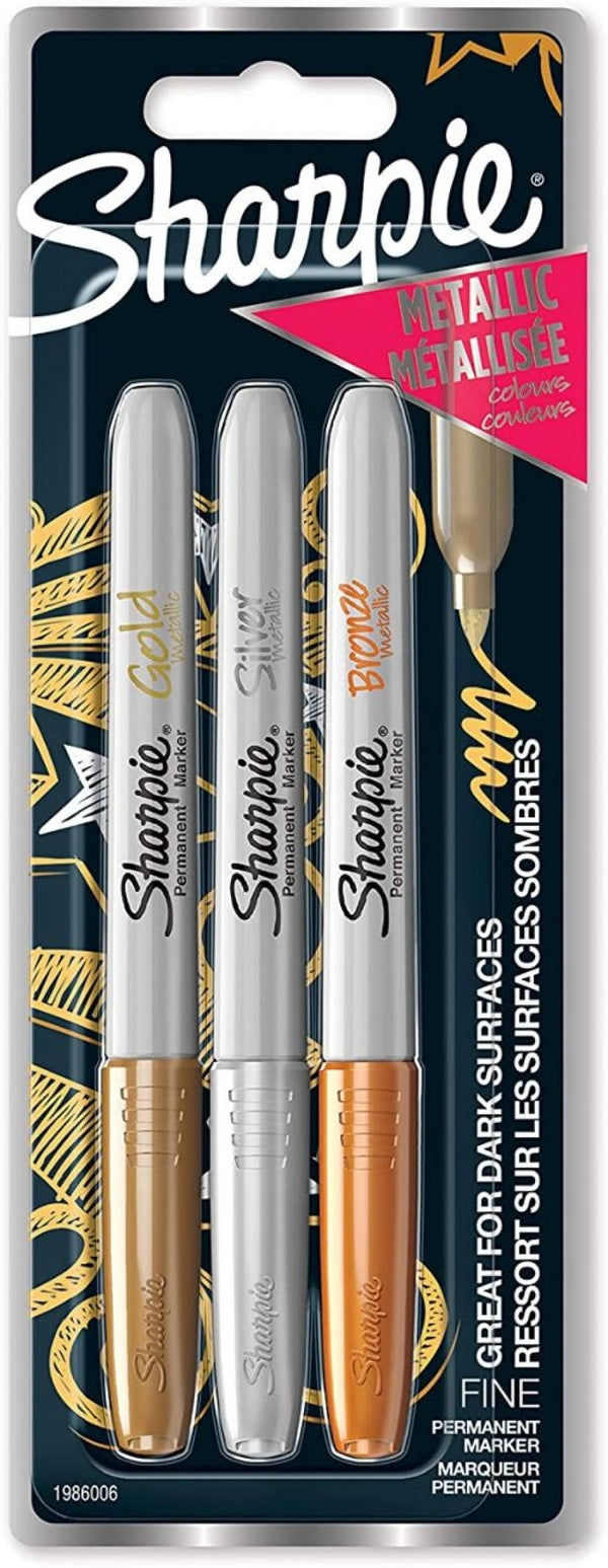Estuche 3 rotuladores sharpie fino colores metalicos