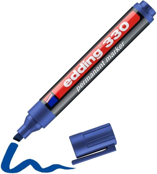 c/10 rotulador edding 330 azul marcador punta biselada