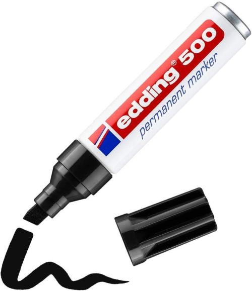 c/10 Rotulador Edding 500 negro marcador punta biselada
