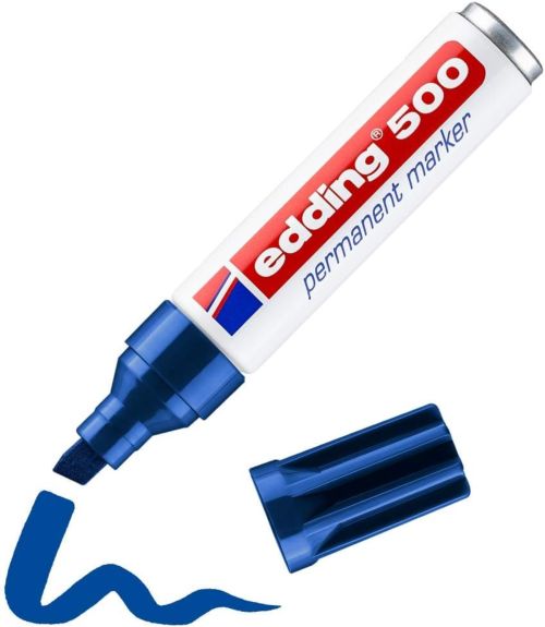 c/10 Rotulador Edding 500 azul marcador punta biselada