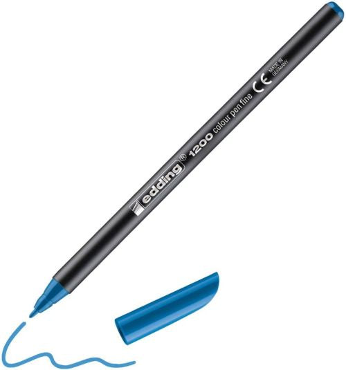 c/10 rotulador edding 1200 azul claro 10 punta de fibra