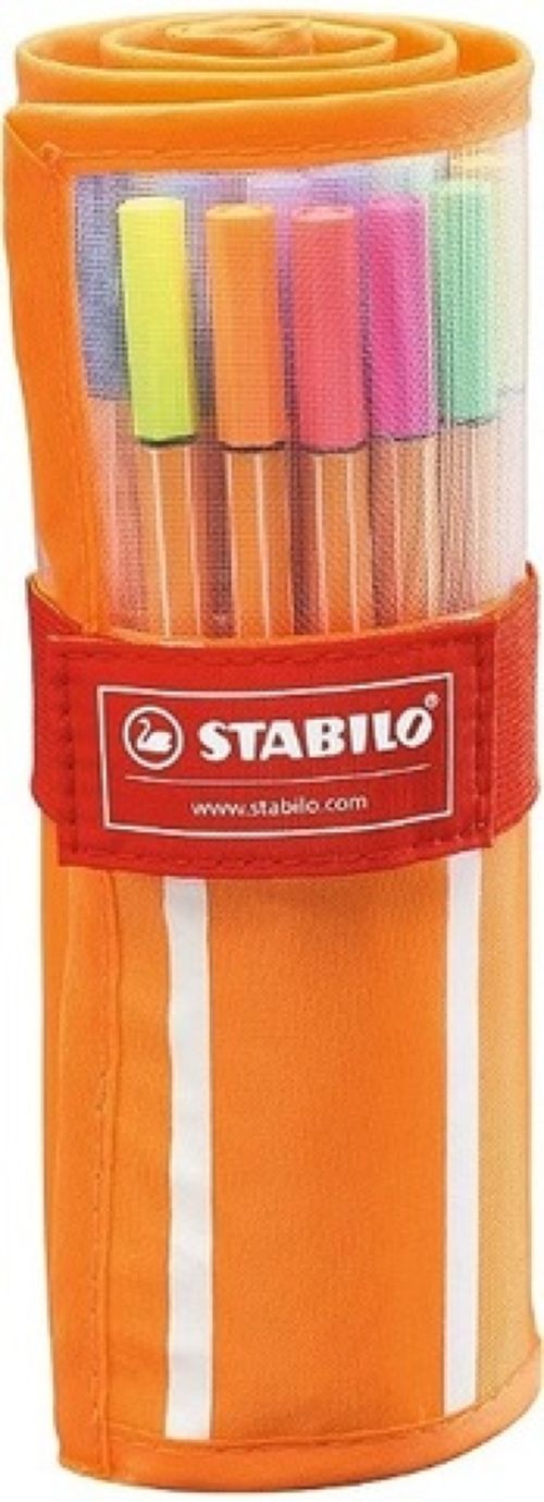ESTUCHE 30 COLORES ROLLERSET stabilo point 88 25 STANDAR Y 5 COLORES NEON